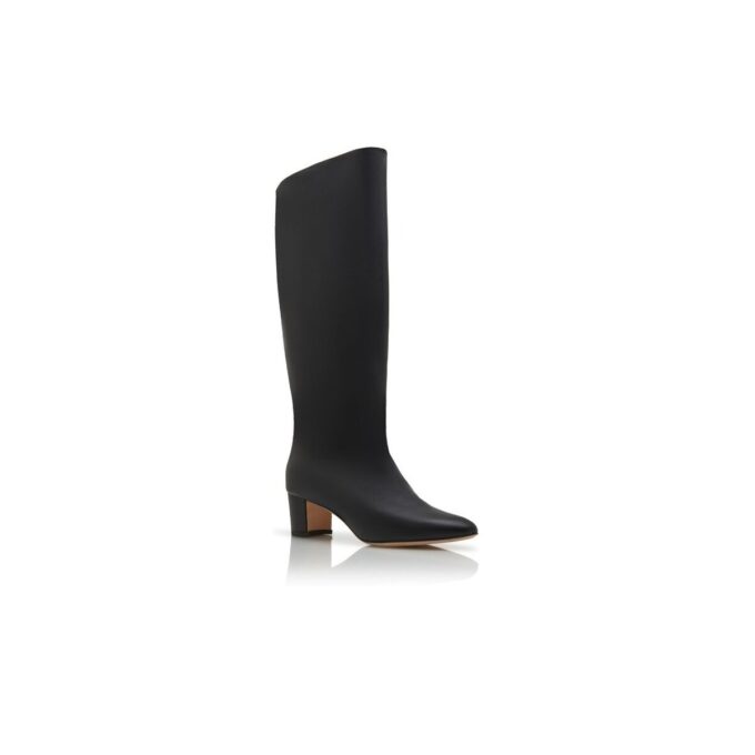 MYRA Black Calf Leather Knee High Boots