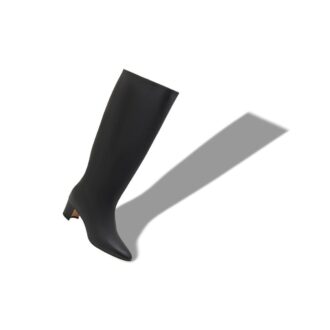 MYRA Black Calf Leather Knee High Boots