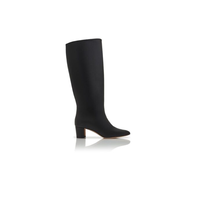MYRA Black Calf Leather Knee High Boots
