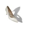NADIRA 70 White Satin Jewel Buckle Pumps