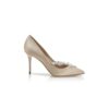 NADIRA Champagne Satin Jewel Buckle Pumps