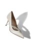 NADIRA White Satin Jewel Buckle Pumps