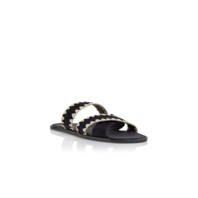 NELLO Black Suede Blanket Stitch Sandals