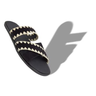 NELLO Black Suede Blanket Stitch Sandals