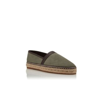 NERANO Dark Green Calf Suede Espadrilles