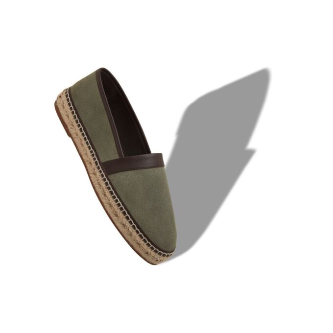 NERANO Dark Green Calf Suede Espadrilles