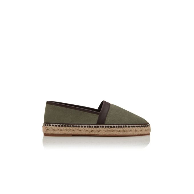 NERANO Dark Green Calf Suede Espadrilles