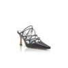 NETAS Black Nappa Leather Lace-Up Detail Mules