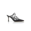 NETAS Black Nappa Leather Lace-Up Detail Mules