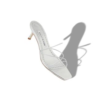 NINFEMU Silver Nappa Leather Open Toe Mules