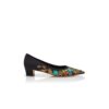 OKKADELA Black Crepe de Chine Embroidered Pumps