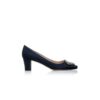 OKKATO Navy Crêpe De Chine Jewel Buckle Pumps