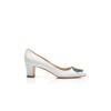 OKKATO White Crepe De Chine Jewel Buckle Pumps