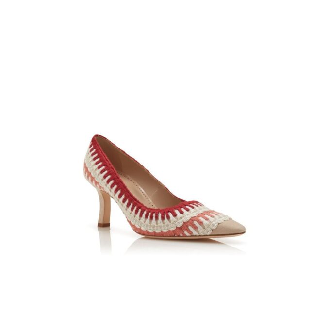 OMBOHI Light Beige Suede Knitted Detail Pumps