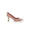 OMBOHI Light Beige Suede Knitted Detail Pumps