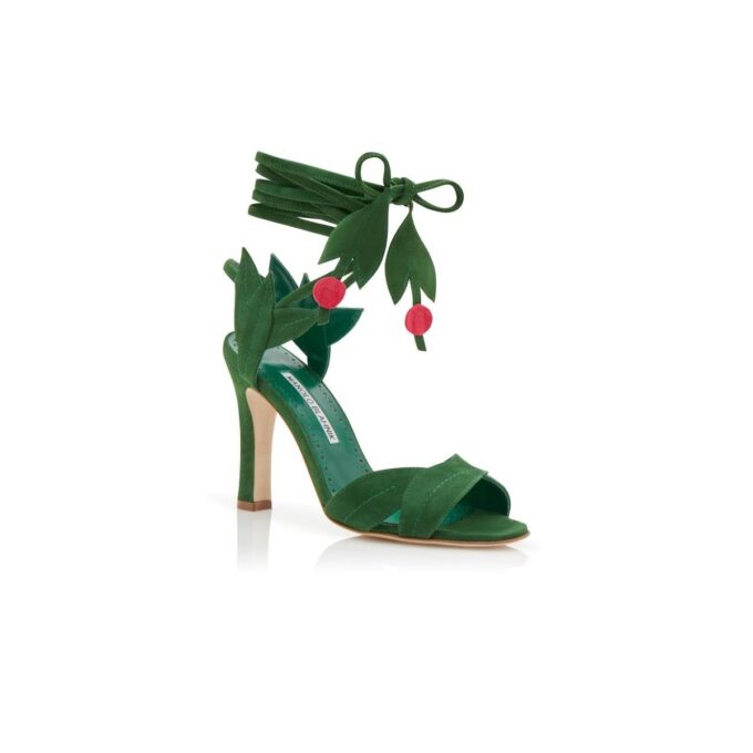 OSSIE 23 Green Suede Lace-Up Sandals