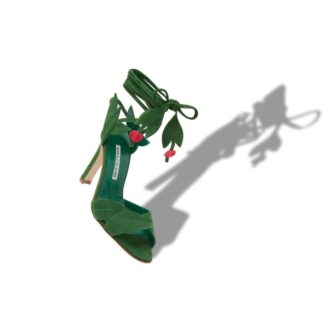 OSSIE 23 Green Suede Lace-Up Sandals