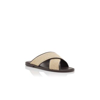 OTAWI Light Beige Raffia Crossover Sandals