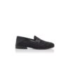 PADSTOW Black Raffia Penny Loafers