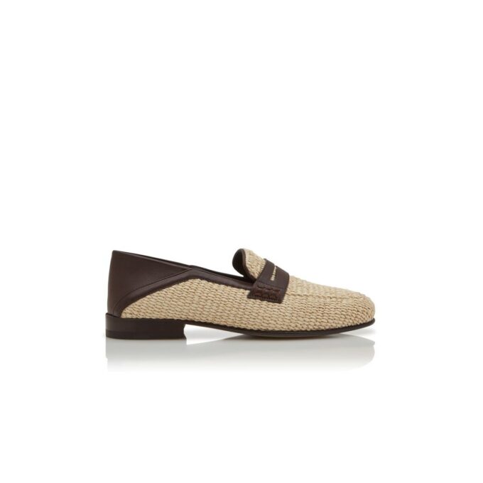 PADSTOW Light Beige Raffia Penny Loafers