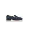 PADSTOW Navy Blue Raffia Penny Loafers