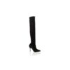 PASCALAREHI Black Suede Fitted Thigh High Boots
