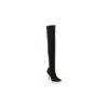 PASCALAREHI Black Suede Fitted Thigh High Boots