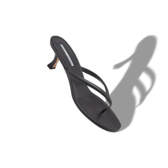 PATERNO Black Nappa Leather Thong Sandals