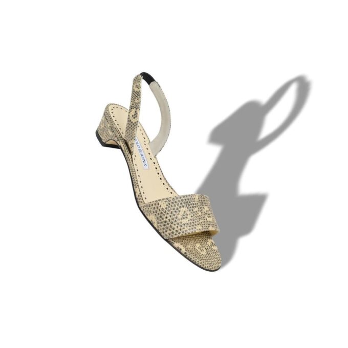 PATOBARNU Lizard Print Calf Leather Slingback Sandals