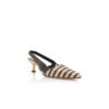 PELAS Light Beige and Brown Linen Slingback Pumps