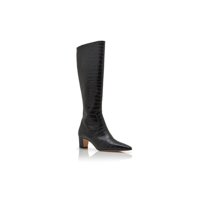 PENELOPE Black Calf Leather Knee High Boots