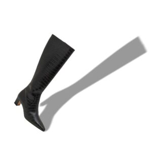 PENELOPE Black Calf Leather Knee High Boots