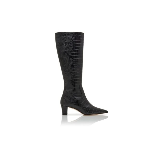 PENELOPE Black Calf Leather Knee High Boots