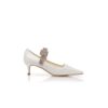 PEPA Light Cream Satin Crystal Embellished Strap Pumps