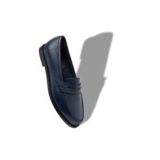 PERRITA Dark Blue Calf Leather Penny Loafers