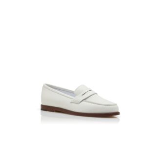 PERRITA White Calf Leather Penny Loafers