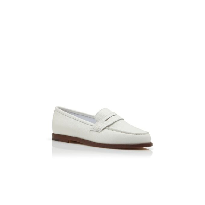 PERRITA White Calf Leather Penny Loafers