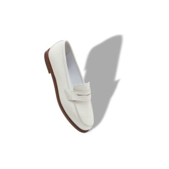PERRITA White Calf Leather Penny Loafers