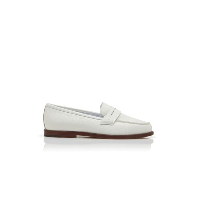 PERRITA White Calf Leather Penny Loafers