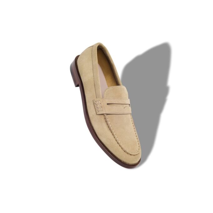 PERRY Beige Suede Penny Loafers