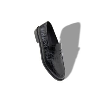 PERRY Black Calf Leather Penny Loafers