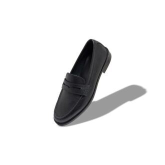 PERRY Black Calf Leather Penny Loafers