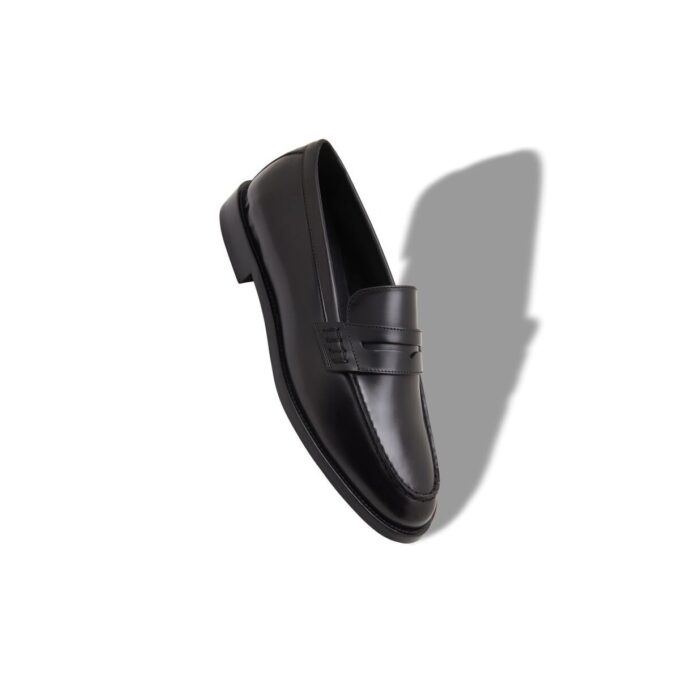 PERRY Black Calf Leather Penny Loafers