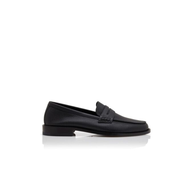 PERRY Black Calf Leather Penny Loafers