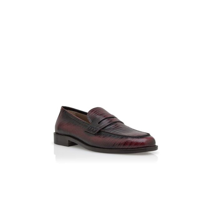 PERRY Dark Red Calf Leather Penny Loafers