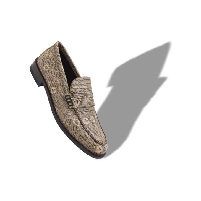 PERRY Lizard Print Calf Leather Penny Loafers