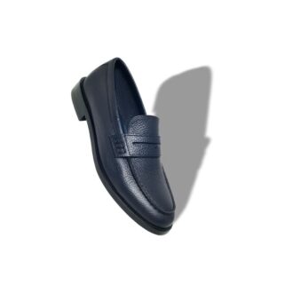 PERRY Navy Blue Calf Leather Penny Loafers
