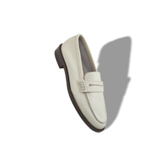 PERRY White Calf Leather Penny Loafers