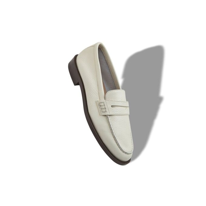 PERRY White Calf Leather Penny Loafers