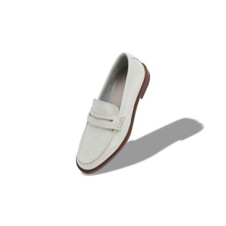 PERRY White Calf Leather Penny Loafers